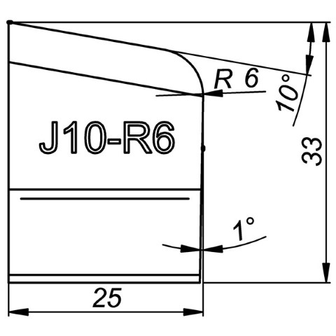 TRADEMASTER J-BEVELLING BIT J10/R6 10DEG X 33MM HIGH 6MM RADIUS PRO5PB